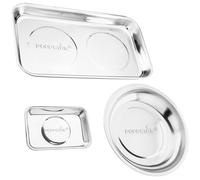 Poppstar Ensemble de 3 bols magnétiques, 1x rectangulaire (24 x 14cm), 1x rectangulaire (9,3 x 6,4cm), 1x rond (Ø 15cm), Matériau: Acier inoxydable
