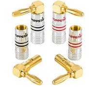 Poppstar fiches banane Coudé, pour les câbles de jusqu'à 4 mm2 si montage par vissage ou 6 mm2 par soudure, 24ct contacts plaqués or, 4 pièce