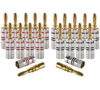 Poppstar fiches bananes, pour les câbles de jusqu'à 4 mm carré vissage ou 6 mm carré soudure, 24k contacts plaqués or, un ensemble de 20