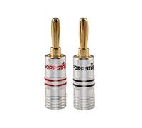 Poppstar fiches bananes, pour les câbles de jusqu'à 4 mm carré vissage ou 6 mm carré soudure, 24k contacts plaqués or, un ensemble de 2