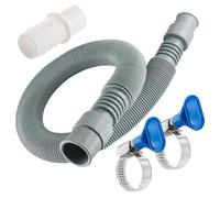 Poppstar Kit d’extension de tuyau de machine à laver, tuyau d’évacuation flexible 3/4", extensible de 60 à 200 cm, raccord de tuyau 3/4" (19mm), 2 colliers de serrage (20-32mm)