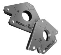 Poppstar Positionneur magnétique, aimant soudeur (gros) set de 2 / equerre aimanté pour soudure avec force de maintien 34 kg, dimensions de l'angle 45°, 90°, 135, gris
