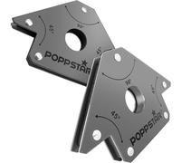 Poppstar Positionneur magnétique, aimant soudeur (Moyen) set de 2 / Equerre aimanté pour soudure avec force de maintien 22,6 kg, dimensions de l'angle 45°, 90°, 135, Gris