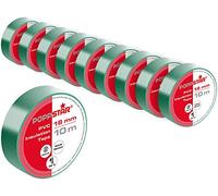 POPPSTAR PVC ruban isolant 10m (18mm de large, 0,18mm d'épaisseur), vert, 10 rouleaux