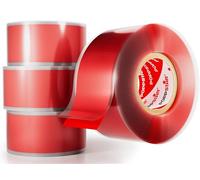 POPPSTAR ruban en silicone auto-fusionnant, 3m x 25mm, ruban isolant et d'étanchéité (Eau, Air), rouge, 4 rouleaux