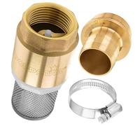 Poppstar Set de filtre d'aspiration, soupape de pied avec clapet anti-retour 1 1/4" en laiton, crépine d'aspiration en acier inoxydable, douille et collier de serrage