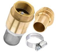 Poppstar Set de filtre d'aspiration, soupape de pied avec clapet anti-retour 1" en laiton, crépine d'aspiration en acier inoxydable, douille et collier de serrage