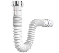 Poppstar Siphon Lavabo, 1 1/2", avec raccord mural 40/50 mm, en forme de U, flexible, extensible de 320 à 880 mm, blanc