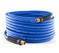 Poppstar Tuyau à Air Comprimé PVC Hybride 20m, Diamètre Intérieur 6mm, Douille en Laiton 1/4" Filetage Extérieur, 20 bar, Bleu
