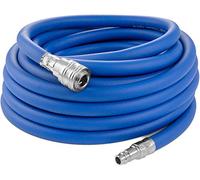 Poppstar Tuyau d'air comprimé de 10 m pour compresseur (en PVC hybride avec garniture, Diametre interieure 9,2mm avec raccord rapide standard), jusqu'à 20 bar, bleu