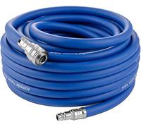 Poppstar Tuyau d'air comprimé de 15 m pour compresseur (en PVC hybride avec garniture, Diametre interieure 9,2mm avec raccord rapide standard), jusqu'à 20 bar, bleu