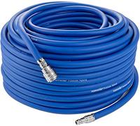 Poppstar Tuyau d'air comprimé de 50 m pour compresseur (en PVC hybride avec garniture, Diametre interieure 9,2mm avec raccord rapide standard), jusqu'à 20 bar, bleu