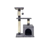 POPPY Arbre a chat 50 30 80 cm 2 plateformes 1 niche poteau a griffer Gris