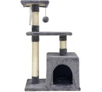 POPPY Arbre à chat gris 50 x 30 x 80 cm - 2 plateformes, 1 niche, poteaux à griffer