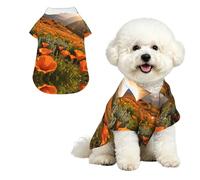 Poppy fields L Chemise hawaïenne pour petits chiens - Tenue d'été pour la plage - Doux et respirant - Avec boutons