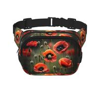 Poppy Flowers Fanny Packs for Women Hommes, Fashion Waist Packs for Workout Running Travel Walking, Noir, One size