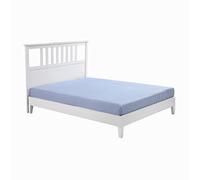 Poppy & Fritz - Drap-Housse Queen Size, literie en Percale de Coton, croustillant et Frais, Poche Profonde et entièrement élastique (Rayures Bleues, Grande)