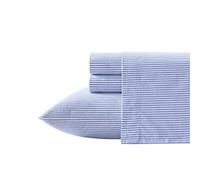 Poppy & Fritz - Ensemble de draps pour lit Simple XL, Ensemble de literie en Percale de Coton, Gracieuse et fraîche, décoration d'intérieur élégante (Oxford rayé Bleu, lit Simple XL)