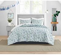 Poppy & Fritz | Olivia Collection | Parure de lit - 100% Coton, Douce et Respirante, Parure de lit réversible avec Fermeture éclair, Comprend des taies Assorties, Grand lit, Bleu