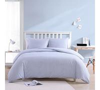 Poppy & Fritz - Parure de lit Queen Size avec Housse de Couette réversible en Coton avec taie(s) Assortie(s), décoration d'intérieur décontractée (Rayures Oxford Bleues, Grand lit)