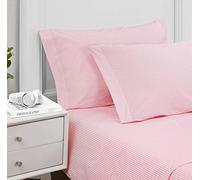 Poppy & Fritz - Parure de lit Queen Size en Percale de Coton, Nette et Cool, décoration d'intérieur élégante (Rayures Oxford Rose, Grand lit)