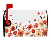 Poppy Housses de boîte aux lettres magnétiques rustiques et vibrantes en forme de pétales de feuilles pour décoration de pelouse, 53,3 x 64,9 cm