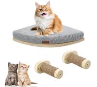 Poppy Pawsy Étagère murale d'angle pour chat, étagère murale pour chat avec 2 marches d'escalade, grande étagère flottante pour chat, meuble mural pour chat et perchoir pour chats d'intérieur (couleur