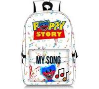 Cartables scolaires Haobuy Poppy Playtime Sac à Dos sac à bandoulière Huggy Wuggy Blanc-47 cm