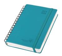 POPRUN Agenda 2025 2026 Journalier 21,5 x 14,5 cm, D'Août 2025 à Juil 2026 12 Mois 1 Page par Jour A5 Agenda, Planner Scolaire Couverture Souple en PU Cuir Spirale, Papier 80g/m², Pacifique Vert