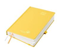 POPRUN Agenda 2025 2026 Journalier A5 21,5 x 14,5cm, 1 Page par Jour D'Août 2025 à Juil 2026 12 Mois, Planner Scolaire Couverture Rigide, Poche intérieure, Papier 80g/m², Jaune clair