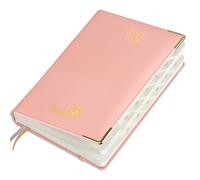 POPRUN Agenda 2025 2026 Journalier Scolaire 21,5 x 14,5 cm, 1 Page par Jour D'Août 2025 à Juil 2026 12 Mois, Couverture en cuir de coton PU, Onglets Mensuels, Papier 80g/m², Rose Doux