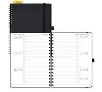 POPRUN Agenda 2025 2026 Semainier 22 x 16,5 cm D'Août 2025 à Déc 2026, Planner Disposition Horizontale Scolaire 17 Mois avec Couverture Souple Spirale, Règle et signet, Papier 80g/m², Noir
