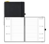 POPRUN Agenda 2025 2026 Semainier 26,5 x 21,5 cm D'Août 2025 à Déc 2026, Planner Disposition Horizontale Scolaire 17 Mois avec Couverture Souple Spirale, Règle et signet, Papier 80g/m², Noir