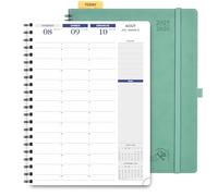 POPRUN Agenda 2025 2026 Semainier A4 en Français - Intervalles de 15 minutes, 12 Mois D'Août 2025 à Juil 2026 Scolaire, Couverture Souple Spirale, Papier 100g/m², Vert Minuit