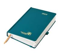 POPRUN Agenda 2025 Journalier 21,5 x 14,5 cm - Couverture Rigide, 1 Page par Jour A5 Agenda, D'Jan 2025 à Déc 2025-12 Mois, Avec signet à 2 rubans, Papier 80 g/m², Pacifique vert