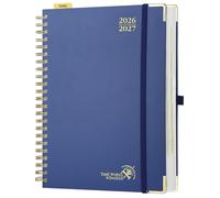 POPRUN Agenda 2026 2027 Journalier A4 Grand Format 30,5 x 22 cm | 1 Page par Jour,D'Août 2026 à Juil 2027 12 Mois Scolaire,Couverture Rigide Spirale,Règle signet,Papier 80g/m²,Bleu Marine