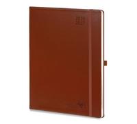 POPRUN Agenda 2026 2027 Semainier Scolaire A4 Format 29,7x21cm en Français | Grand Planner Couverture Souple en PU Cuir,Intervalles de 15 minutes,D'Août 2026 à Juil 2027,Papier 100 g/m²,Marron