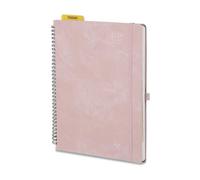 POPRUN Agenda 2026 2027 Semainier Scolaire A4 Grand Format 29,7 x 21 cm en Français - Couverture Souple en PU Cuir Spirale,Intervalles de 15 minutes,D'Août 2026 à Juil. 2027,Papier 100 g/m²,Rose