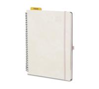POPRUN Agenda 2026 2027 Semainier Scolaire A4 Grand Format 29,7 x 21 cm en Français - Couverture Souple en PU Cuir Spirale,Intervalles de 15 minutes,D'Août 2026 à Juil. 2027,Papier 100 g/m²,Beige
