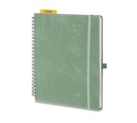 POPRUN Agenda 2026 2027 Semainier Scolaire A5 Moyen Format 21,4 x 17,6 cm en Français,Couverture Souple en PU Cuir Spirale,Intervalles de 30 minutes,Août 2026-Juil 2027,Papier 100 g/m²,Vert Minuit
