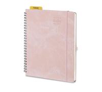 POPRUN Agenda 2026 2027 Semainier Scolaire A5 Moyen Format 21,4 x 17,6 cm en Français - Couverture Souple en PU Cuir Spirale,Intervalles de 30 minutes,D'Août 2026 à Juil. 2027,Papier 100 g/m²,Rose