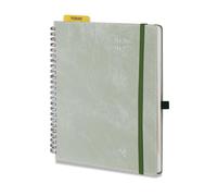 POPRUN Agenda 2026 2027 Semainier Scolaire A5 Moyen Format 21,4 x 17,6 cm en Français - Couverture Souple en PU Cuir Spirale,Intervalles de 30 minutes,Août 2026-Juil 2027,Papier 100 g/m²,Vert Olive