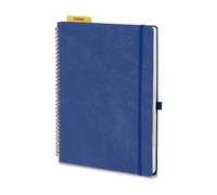 POPRUN Agenda 2026 2027 Semainier Scolaire Format A4 29,7x21cm en Français | Grand Planner,Couverture Souple en PU Cuir Spirale,Intervalles de 15 minutes,Août 2026-Juil 2027,Papier 100 gsm,Bleu d'encre