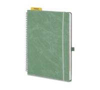 POPRUN Agenda 2026 2027 Semainier Scolaire Format A4 29,7x21cm en Français | Grand Planner,Couverture Souple en PU Cuir Spirale,Intervalles de 15 minutes,Août 2026-Juil 2027,Papier 100 g/m²,Vert Minuit