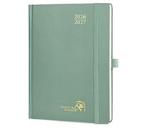 POPRUN Agenda 2026 2027 Semainier Vertical 22 x 16,5cm,Août 2026-Déc 2027 | 17 Mois Planner Scolaire,Couverture Rigide avec Intervalles de 30 minutes,Papier 80g/m²,Vert Minuit
