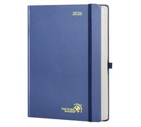 POPRUN Agenda 2026 Journalier A4 Grand Format 30,5 x 21,5 cm - Couverture Rigide, 1 Page par Jour, D'Jan 2026 à Déc 2026-12 Mois, Avec signet à 2 rubans, Papier 80 g/m², Bleu marine