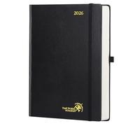 POPRUN Agenda 2026 Journalier A4 Grand Format 30,5 x 21,5 cm - Couverture Rigide, 1 Page par Jour, D'Jan 2026 à Déc 2026-12 Mois, Avec signet à 2 rubans, Papier 80 g/m², Noir