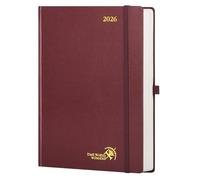 POPRUN Agenda 2026 Journalier A4 Grand Format 30,5 x 21,5 cm - Couverture Rigide, 1 Page par Jour, D'Jan 2026 à Déc 2026-12 Mois, Avec signet à 2 rubans, Papier 80 g/m², Bourgogne
