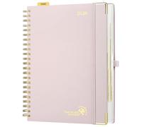 POPRUN Agenda 2026 Journalier A4 Grand Format 30,5 x 22 cm - Couverture Rigide Spirale, 1 Page par Jour, D'Jan 2026 à Déc 2026-12 Mois, Avec règle signet, Papier 80 g/m², Rose Clair