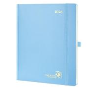 POPRUN Agenda 2026 Semainier 26,5 x 21,5 cm - Couverture Rigide, Vertical Weekly Planner, D'Jan 2026 à Déc 2026-12 Mois, Avec signet à 2 rubans, Papier 100 g/m², Bleu brume